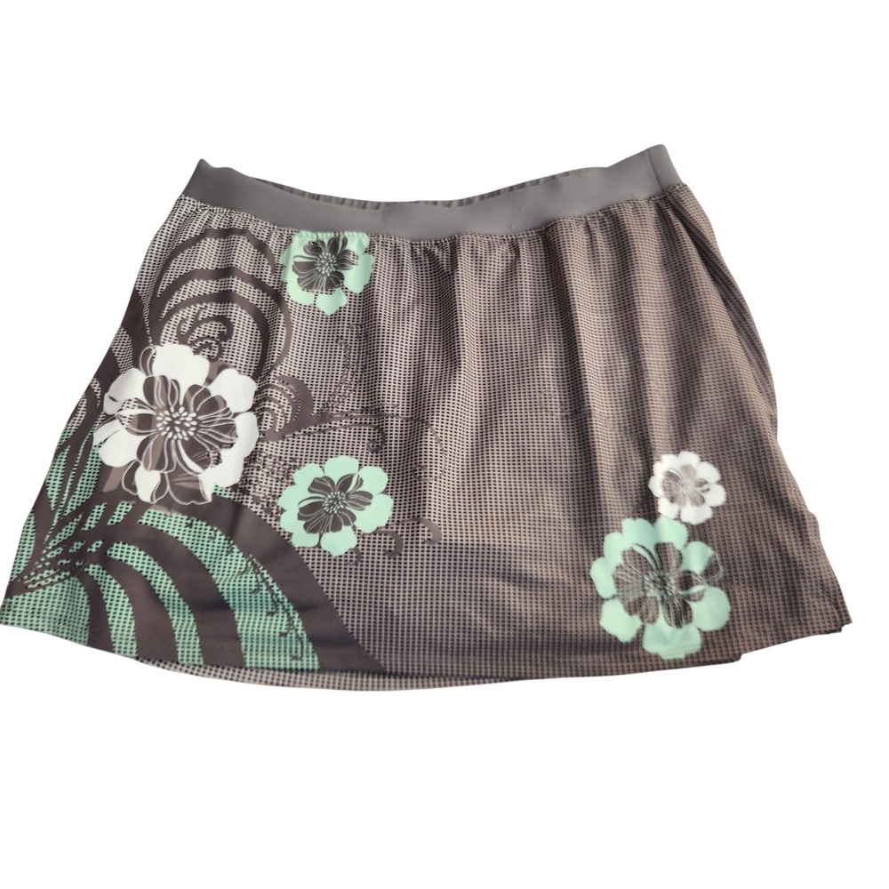 Tail Tech Womens XL Skort Gray Floral Tennis‎ Golf Pickleball  cAthletic Skirt